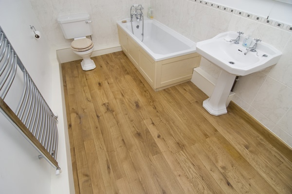 Engineered Oak Flooring In A Bathroom